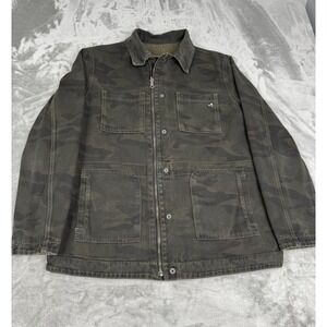 Hidden Jeans Camo Denim Utility Jacket Mens Medium Military Cargo Reversible USA